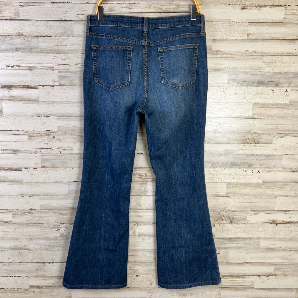Gap Jeans Women 12/31R Blue Denim Dark Wash Stretch High Rise Flare Hippie Boho - Picture 2 of 9